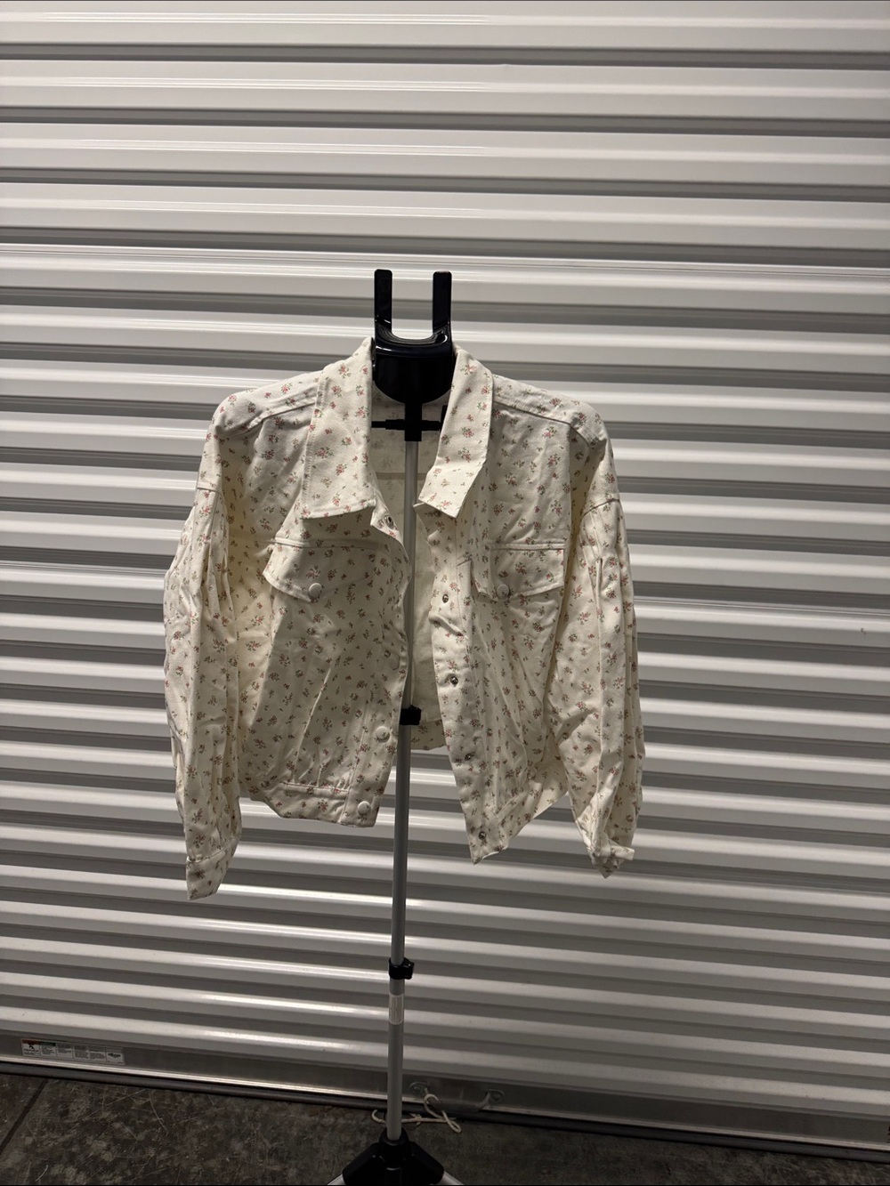 white birch Cream Floral Button-Up Top with Pink & Green Accents